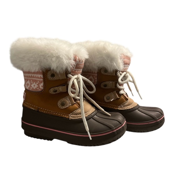 LONDON FOG Other - LONDON FOG LIKE NEW Brown and White Fur-Lined Winter Boots